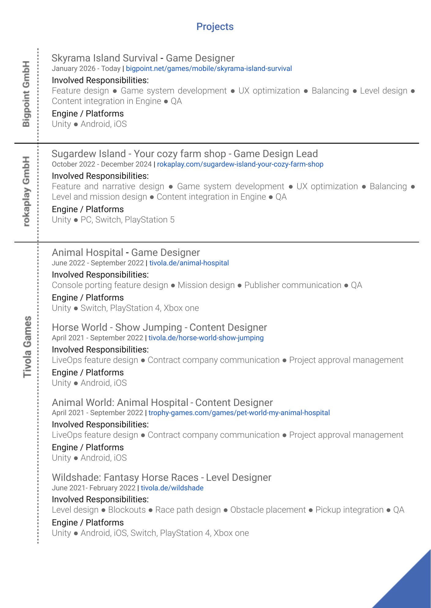 Paulina Pabst CV, page 2: projects
